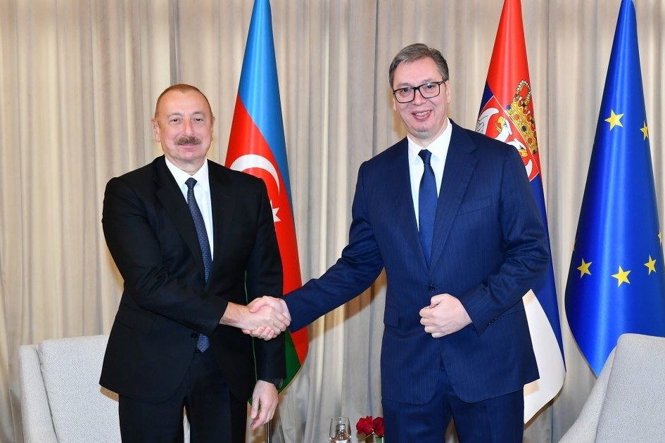 Prezident İlham Əliyevin Serbiya Prezidenti Aleksandar Vuçiç ilə təkbətək görüşü olub