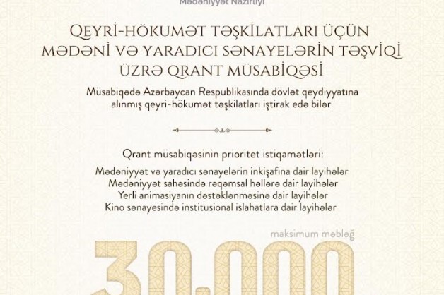Mədəniyyət Nazirliyi QHT-lər üçün qrant müsabiqəsi elan edir