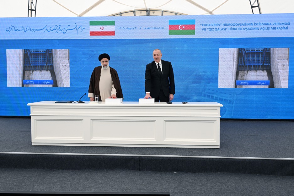 Prezident İlham Əliyev və Prezident Seyid İbrahim Rəisinin iştirakı ilə “Xudafərin” hidroqovşağının istismara verilməsi və “Qız Qalası” hidroqovşağının açılış mərasimi keçirilib