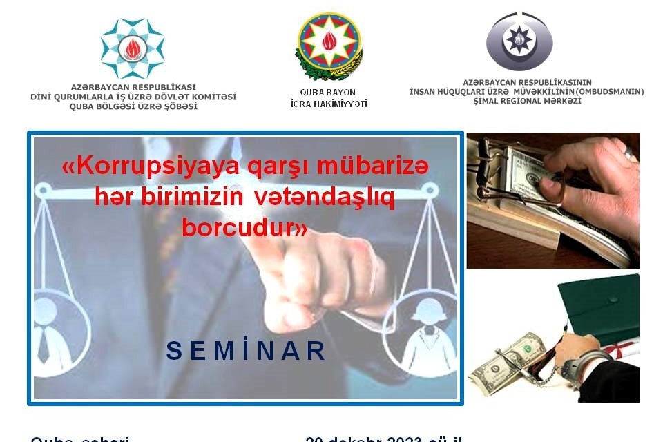 Qubada korrupsiyaya qarşı mübarizə çərçivəsində maarifləndirmə seminarı keçirilib