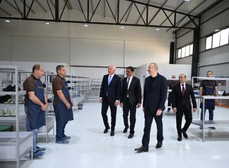 Prezident İlham Əliyev “PIRSHAGHI” ayaqqabı fabrikinin Laçın filialının açılışında iştirak edib