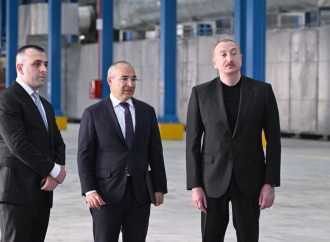 Prezident İlham Əliyev Goranboyda tikinti materialları istehsalı müəssisəsinin açılışında iştirak edib