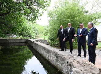 Azərbaycan, Özbəkistan və Qırğızıstan prezidentləri Ağdamda Şahbulaq qalasında olublar