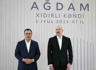 Prezident İlham Əliyev və Prezident Sadır Japarov Ağdam rayonunun Xıdırlı kəndinin 1-ci mərhələsinin açılışında iştirak ediblər