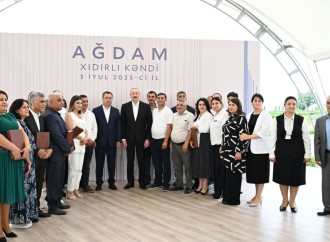 Prezident İlham Əliyev və Prezident Sadır Japarov Ağdam rayonunun Xıdırlı kəndinin 1-ci mərhələsinin açılışında iştirak ediblər