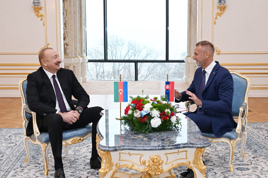 Prezident İlham Əliyevin Slovakiya Milli Şurasının sədri ilə təkbətək və geniş tərkibdə görüşləri olub