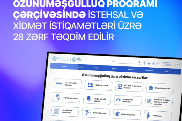 Özünüməşğulluq üzrə 28 zərf təqdim edilib