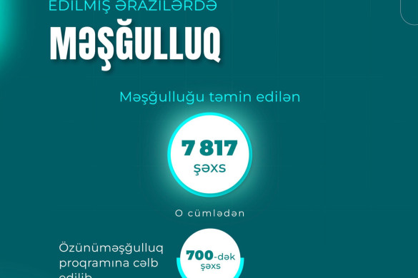 İşğaldan azad olunmuş ərazilərə köçürülən sakinlərdən 7800-dən çox şəxsin məşğulluğu təmin edilib
