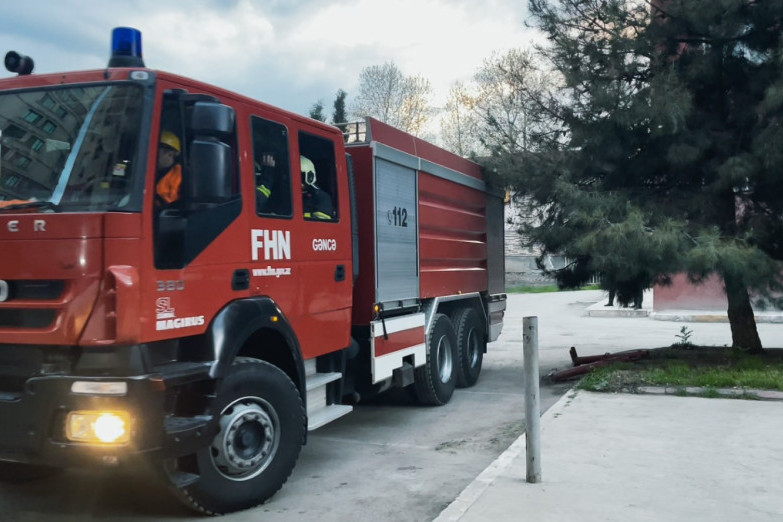 FHN Gəncədə şərti yanğın təlimi keçirib
