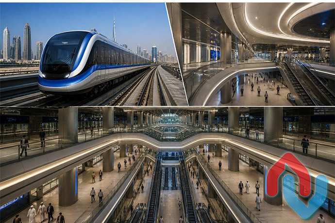 Dubay Metrosunun “Göy xətt”i: 14 stansiya və ən böyük yeraltı qovşağın dizaynı açıqlandı