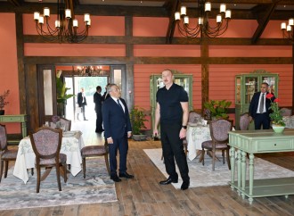 Prezident İlham Əliyev Şuşada “İsa bulağı” istirahət kompleksinin açılışında iştirak edib