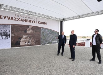 Prezident İlham Əliyev Ağdam rayonunun Eyvazxanbəyli kəndinin təməlqoyma mərasimində iştirak edib