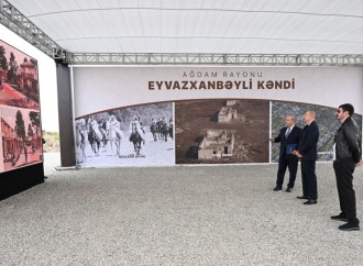 Prezident İlham Əliyev Ağdam rayonunun Eyvazxanbəyli kəndinin təməlqoyma mərasimində iştirak edib