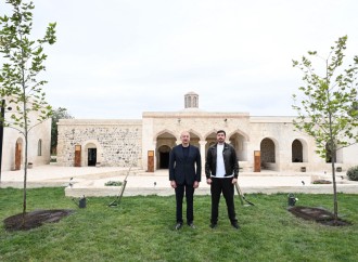 Prezident İlham Əliyev Ağdam şəhərində İmarət Kompleksinin bərpadan sonra açılışında iştirak edib