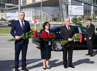 Dövlət və hökumət rəsmiləri Bakıda inşası davam etdirilən Zəfər parkında olublar