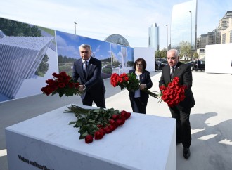 Dövlət və hökumət rəsmiləri Bakıda inşası davam etdirilən Zəfər parkında olublar