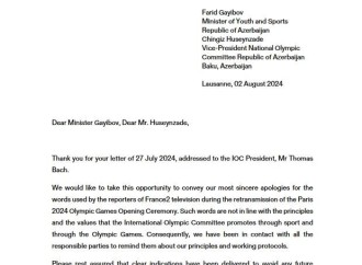Olimpiya Komitəsi Fransaya görə Azərbaycandan üzr istəyib