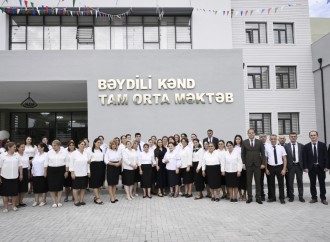 Heydər Əliyev Fondunun vitse-prezidenti Leyla Əliyeva Biləsuvar rayonunda yeni inşa edilən məktəbdə olub