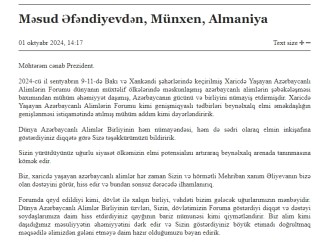 Xaricdə Yaşayan Azərbaycanlı Alimlərin Forumunun iştirakçıları Prezident İlham Əliyevə təşəkkür ediblər